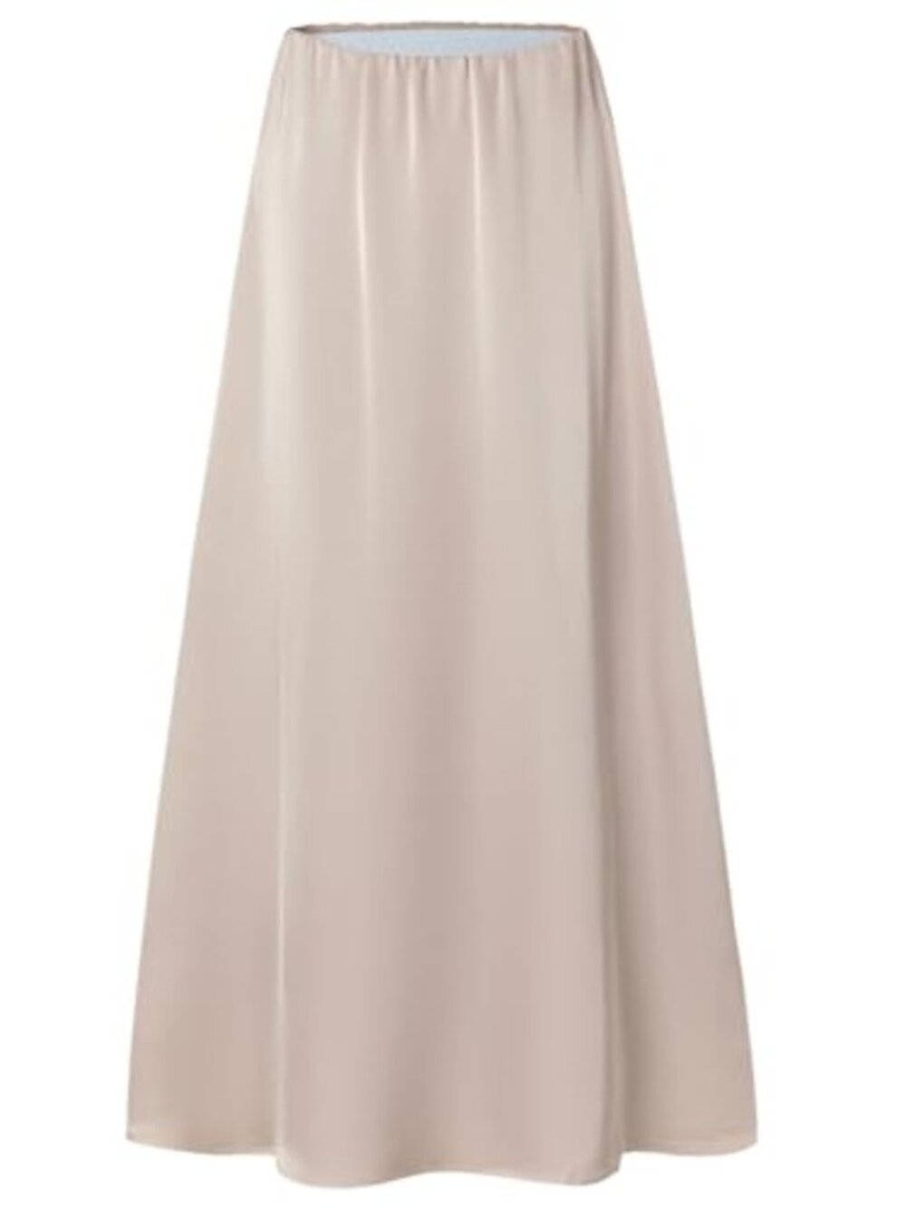 Women's High Waisted Satin A-Line Maxi Skirt with Elastic Waistband